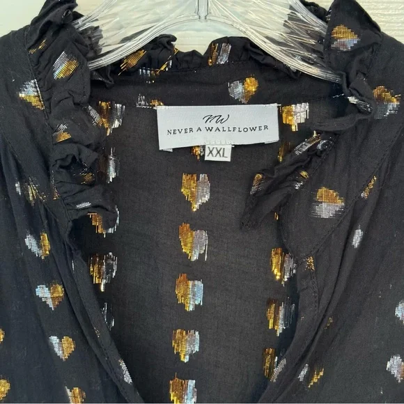 Never A Wallflower Black Heart of Gold High Neck Dress XXL - Picture 11 of 13